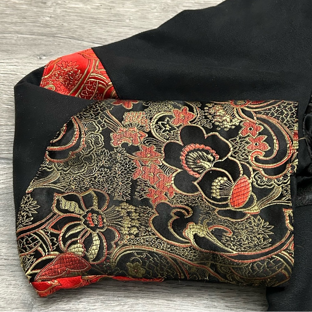 Vtg Chicos Asian Patchwork Jacket Red Brocade Man… - image 4